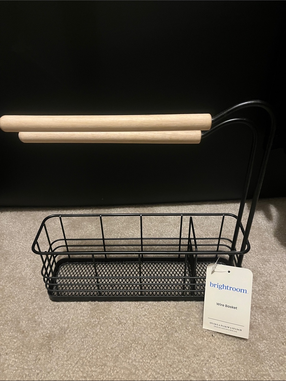 Brightroom Wire Bath Caddy with Wood Hangbars Black